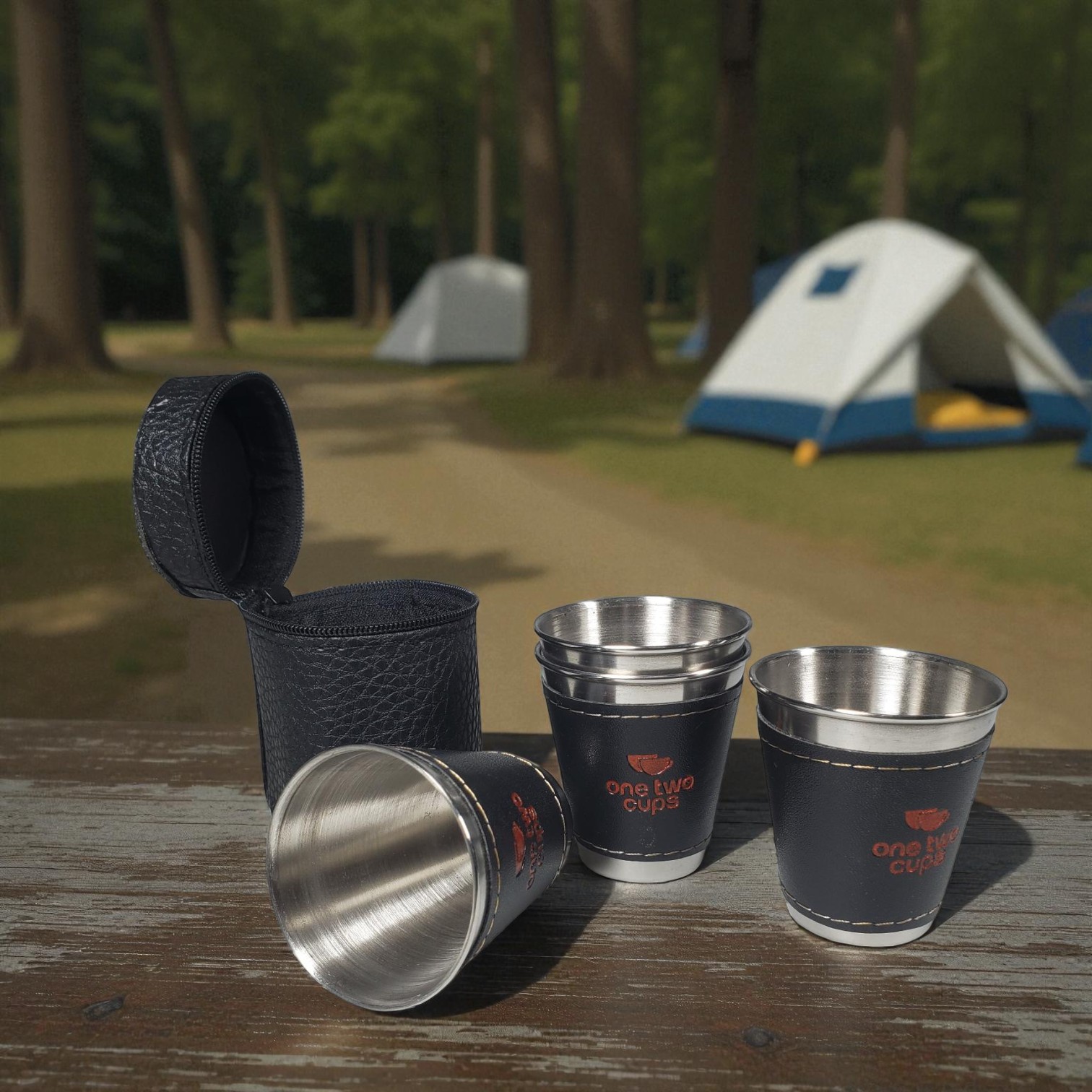 One Two Cups Set Gelas Camping Stainless Steel Travel Mug 70ml 4 PCS - MCY-66 Gambar produk One Two Cups Set Gelas Camping Stainless Steel Travel Mug 70ml 4 PCS - MCY-66