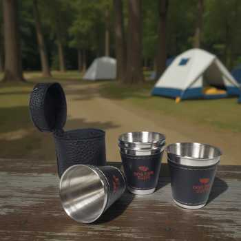 Gambar produk One Two Cups Set Gelas Camping Stainless Steel Travel Mug 70ml 4 PCS - MCY-66