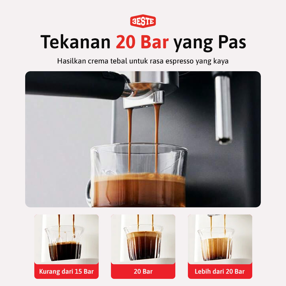 Trieste Mesin Kopi Espresso Coffee Maker 20 Bar 850W 1.5L - CM3020 Gambar produk Trieste Mesin Kopi Espresso Coffee Maker 20 Bar 850W 1.5L - CM3020