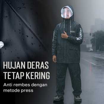 Gambar produk KEYRU Jas Hujan Setelan Motor Dewasa Visor PVC Waterproof Raincoat XL - TN-74