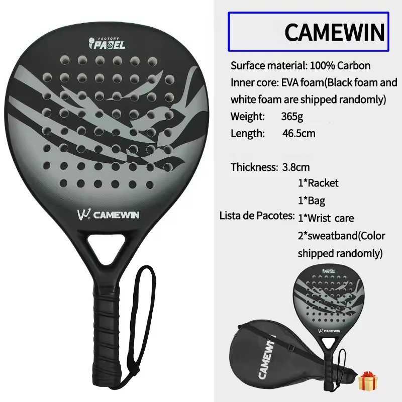 Gambar produk CAMEWIN Raket Padel Teardrop Carbon Fiber 3.8cm Thickness 365g - 4014