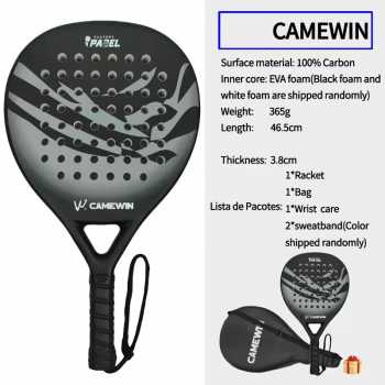 Gambar produk CAMEWIN Raket Padel Teardrop Carbon Fiber 3.8cm Thickness 365g - 4014