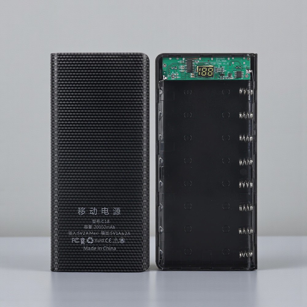 Kebidu Power Bank DIY Case Digital Display Dual USB Port 8 PCS 18650 - C18 Gambar produk Kebidu Power Bank DIY Case Digital Display Dual USB Port 8 PCS 18650 - C18