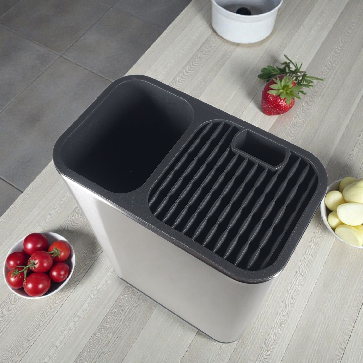 TaffHOME Tempat Pisau Dapur Spatula Stand Holder Stainless Steel - SUS430 Gambar produk TaffHOME Tempat Pisau Dapur Spatula Stand Holder Stainless Steel - SUS430