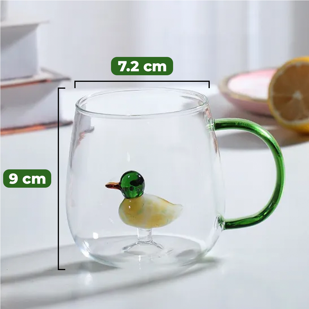 Gambar produk LAZZY Cangkir Kopi Kaca Tahan Panas Duck Aesthetic Mug 400ml Duck - L400