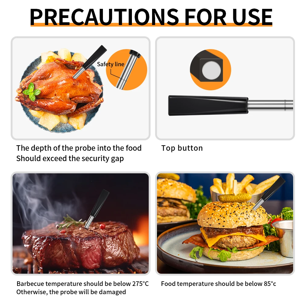 TAKA Termometer Makanan Digital Daging BBQ Grill 2 Probe Rechargeable - TY520 Gambar produk TAKA Termometer Makanan Digital Daging BBQ Grill 2 Probe Rechargeable - TY520