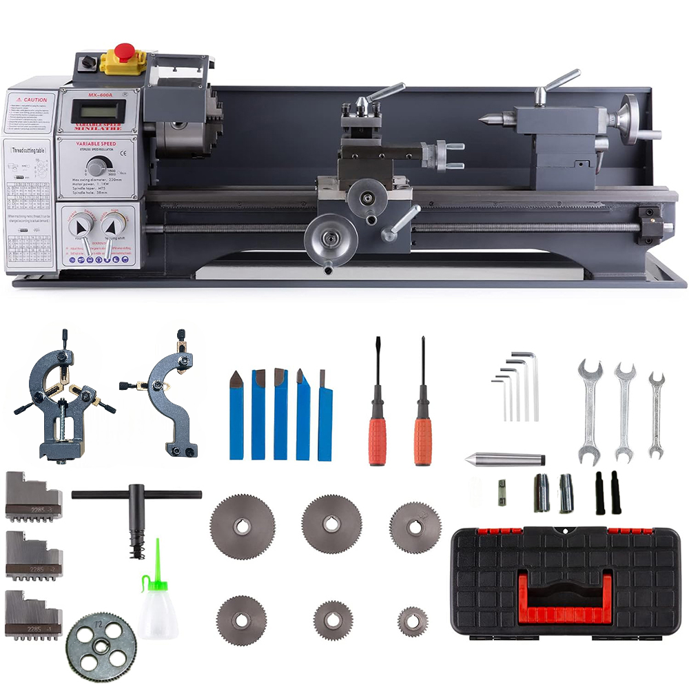 VEVOR Mesin Bubut Mini Lathe Desktop Woodworking 1100W 220x600mm - MX-600 Gambar produk VEVOR Mesin Bubut Mini Lathe Desktop Woodworking 1100W 220x600mm - MX-600