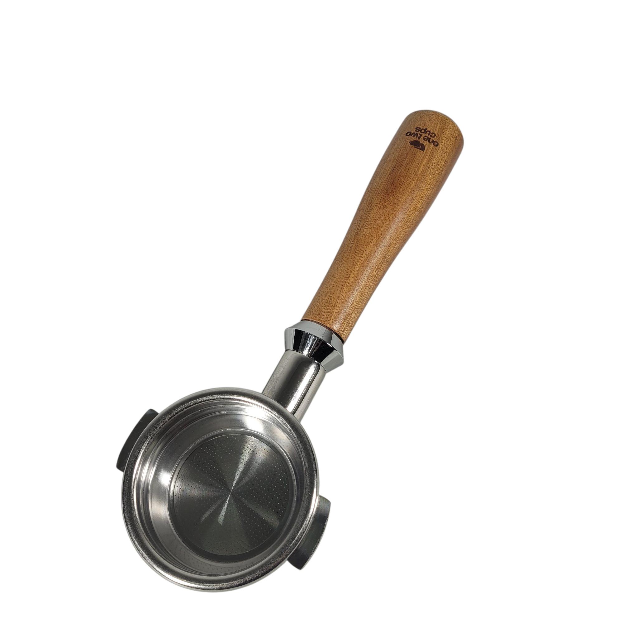 One Two Cups Bottomless Naked Portafilter Stainless Steel 58mm - E61 Gambar produk One Two Cups Bottomless Naked Portafilter Stainless Steel 58mm - E61