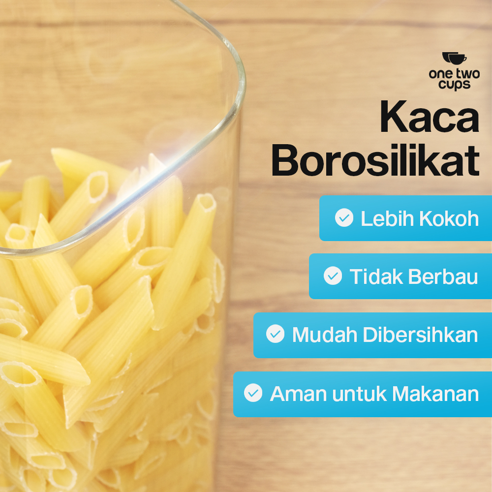 One Two Cups Toples Kaca Penyimpanan Makanan Kedap Udara Storage Jar 2L - HC1019 Gambar produk One Two Cups Toples Kaca Penyimpanan Makanan Kedap Udara Storage Jar 2L - HC1019