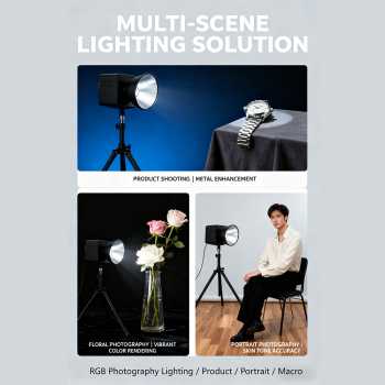 Gambar produk LIYADI Lampu Studio Fotografi COB LED RGBW 24 Mode TFT Display 100W - G100 PRO