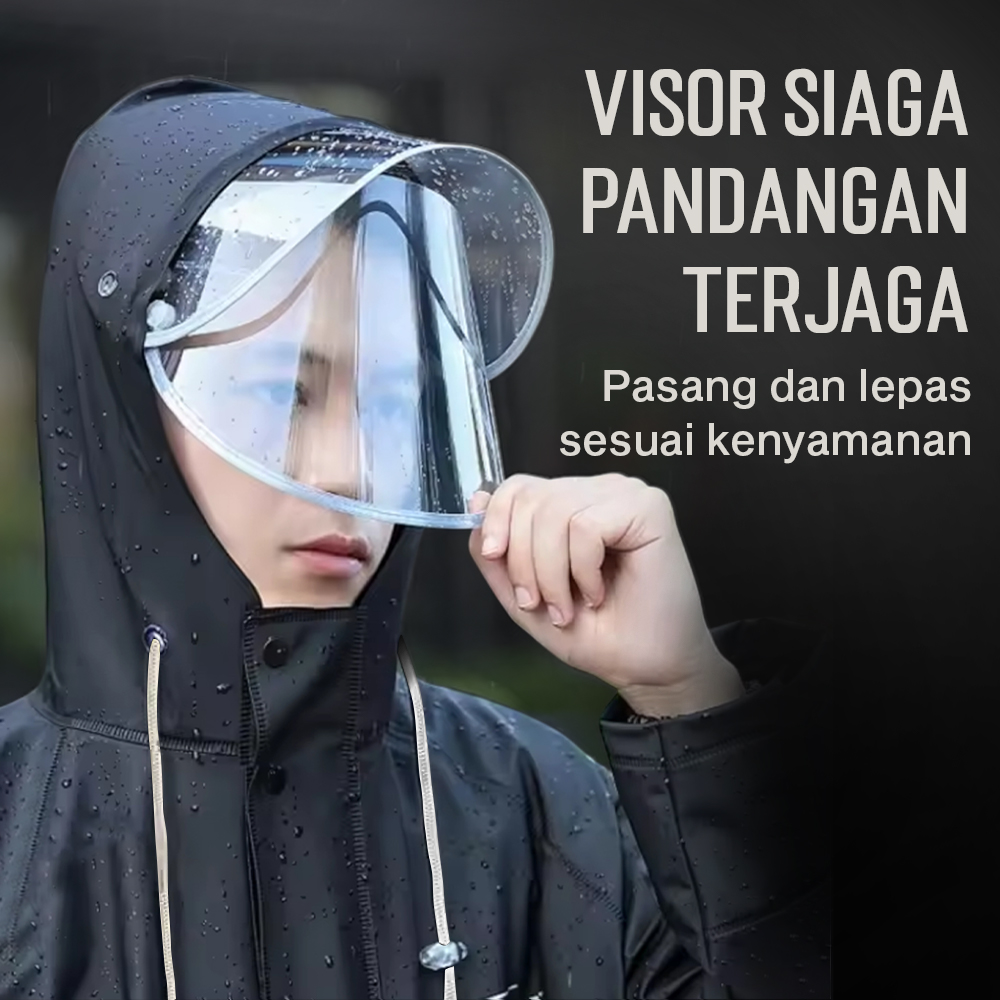 KEYRU Jas Hujan Setelan Motor Dewasa Visor PVC Waterproof Raincoat M - TN-74 Gambar produk KEYRU Jas Hujan Setelan Motor Dewasa Visor PVC Waterproof Raincoat M - TN-74