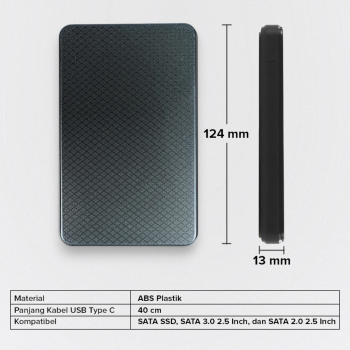 Gambar produk WTZ External HDD Enclosure 2.5 Inch USB Type-C to USB Type-C 3.1 - GEN-2