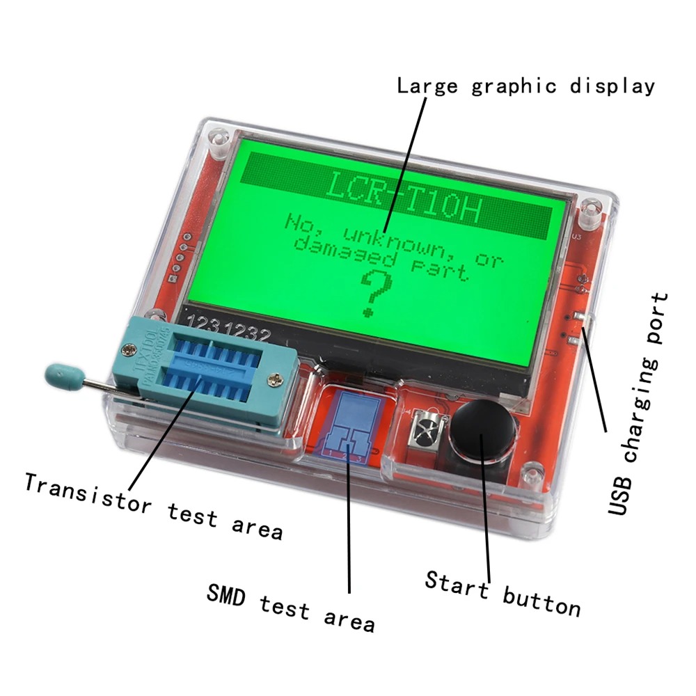 Jarhead ESR Meter Multifunctional Transistor Tester Resistance 300mAh - LCR-T10H Gambar produk Jarhead ESR Meter Multifunctional Transistor Tester Resistance 300mAh - LCR-T10H