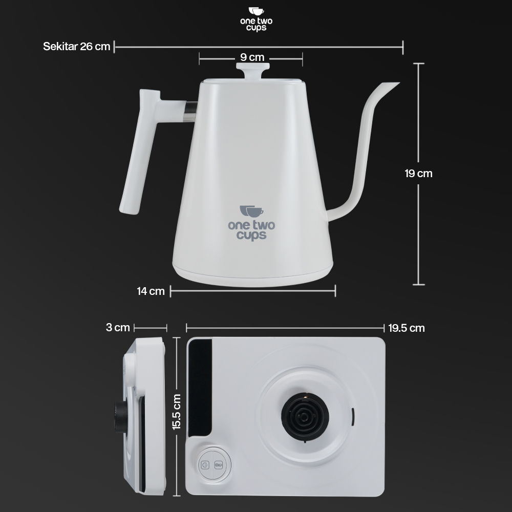 Gambar produk One Two Cups Teko Listrik Kopi Pemanas Air Leher Angsa 1200W 1L - KT10 PRO