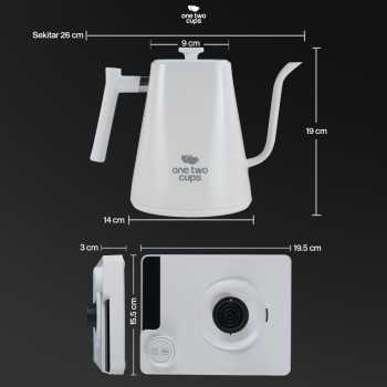 Gambar produk One Two Cups Teko Listrik Kopi Pemanas Air Leher Angsa 1200W 1L - KT10 PRO