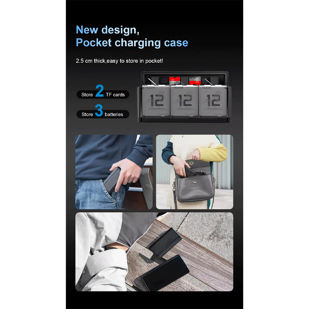 Gambar produk TELESIN Charger Baterai Box Kamera GoPro Hero 9 to 12 with 2 Battery - S0-ECB-01-TGP