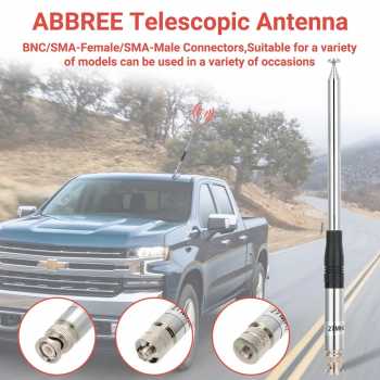 Gambar produk ABBREE Antena Walkie Talkie Telescopic 50 Ohm 27MHz 20W 1.3M SMA Male - CB-02