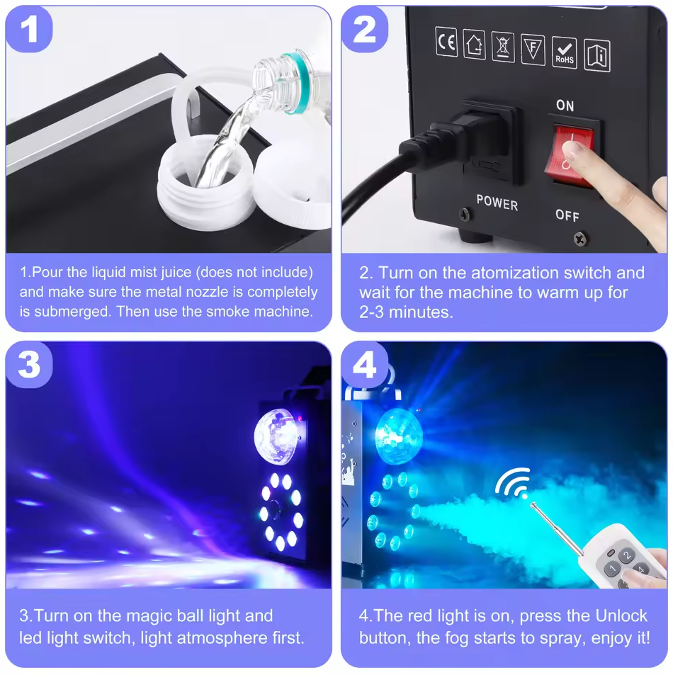 Gambar produk UKING Mesin Asap Smoke Machine Light Stage Wireless Remote 700W - UK1