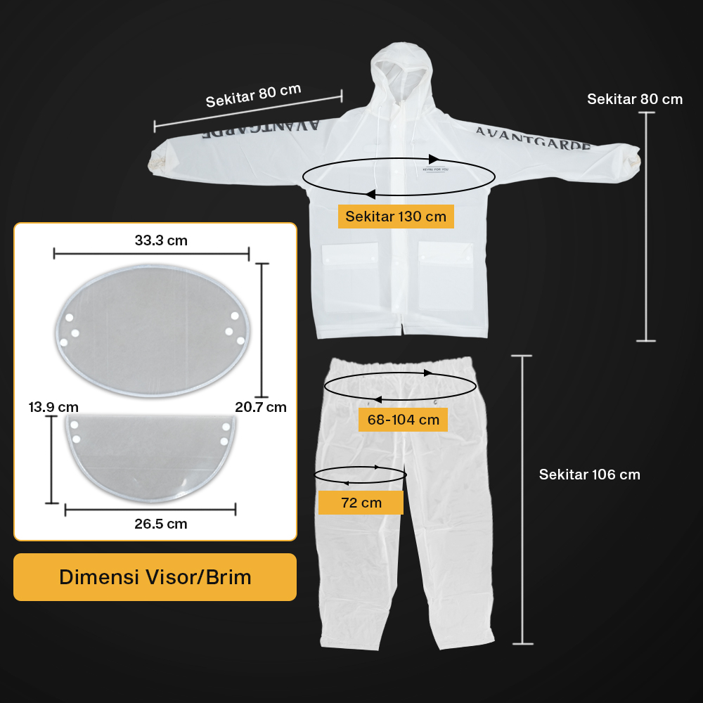Gambar produk KEYRU Jas Hujan Setelan Motor Dewasa Visor PVC Waterproof Raincoat XL - TN-74