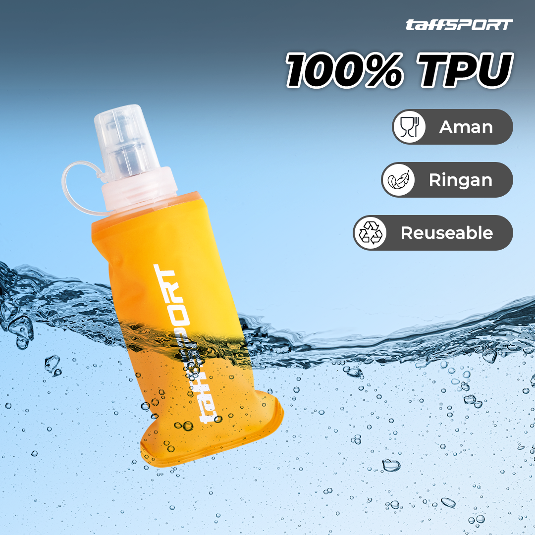 TaffSPORT Botol Minum Soft Flask Foldable Sport Water TPU 150ml - TFB-10 Gambar produk TaffSPORT Botol Minum Soft Flask Foldable Sport Water TPU 150ml - TFB-10