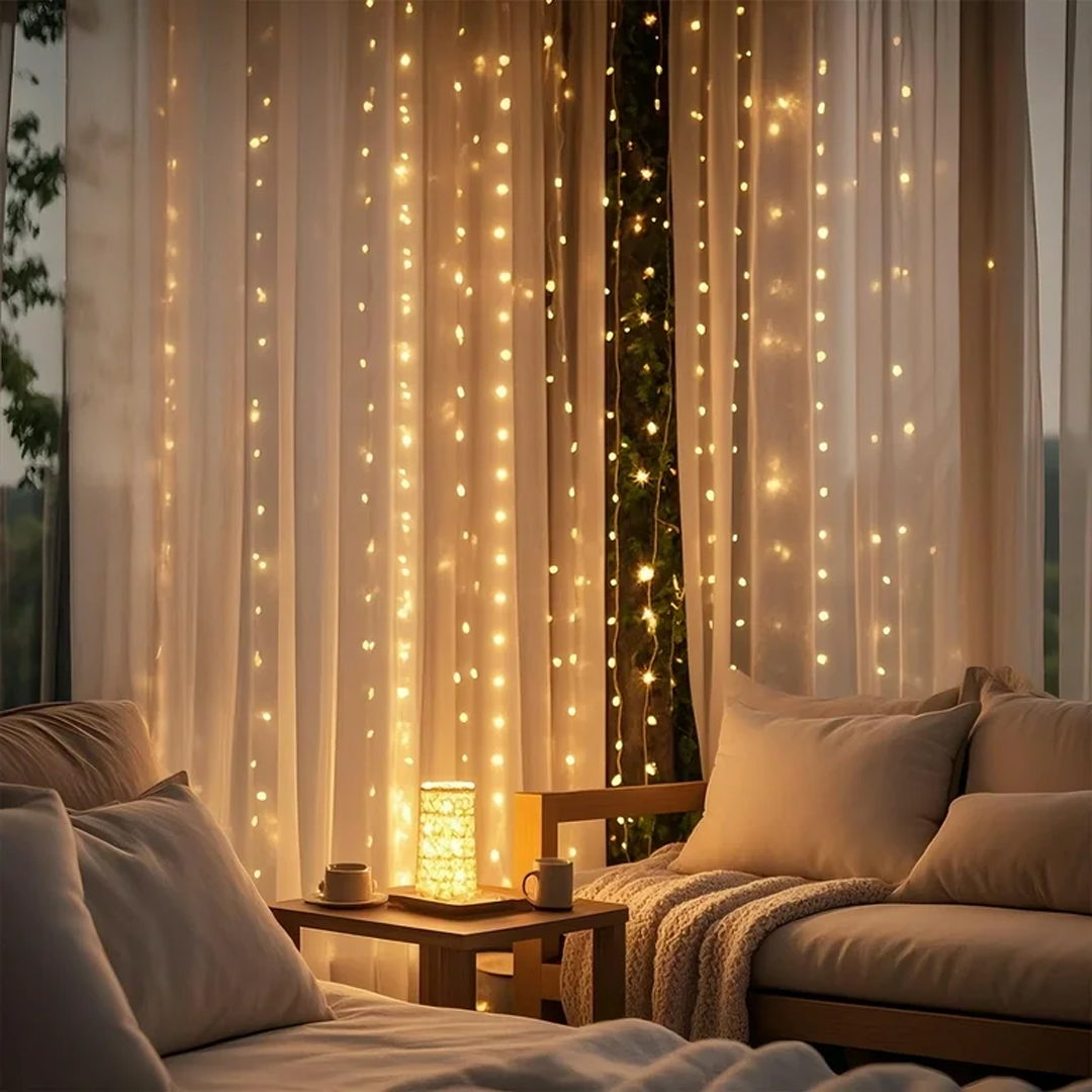 Kaslam Lampu Hias Gorden String Lights Wall Decoration 18W 3x3M 320 LED - S-32 Gambar produk Kaslam Lampu Hias Gorden String Lights Wall Decoration 18W 3x3M 320 LED - S-32
