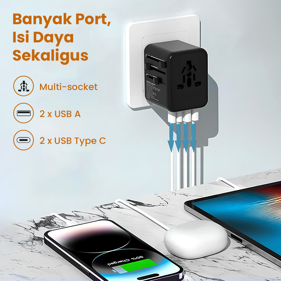 Gambar produk YuHome Universal Travel Adaptor Colokan Charger Adapter USB 2500W - 606