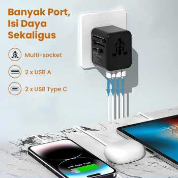 Gambar produk YuHome Universal Travel Adaptor Colokan Charger Adapter USB 2500W - 606