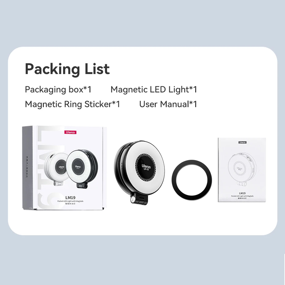 Gambar produk Ulanzi Lampu Ring Light LED Magnetic 3in1 Color Flip Design 400mAh 2W - LM19