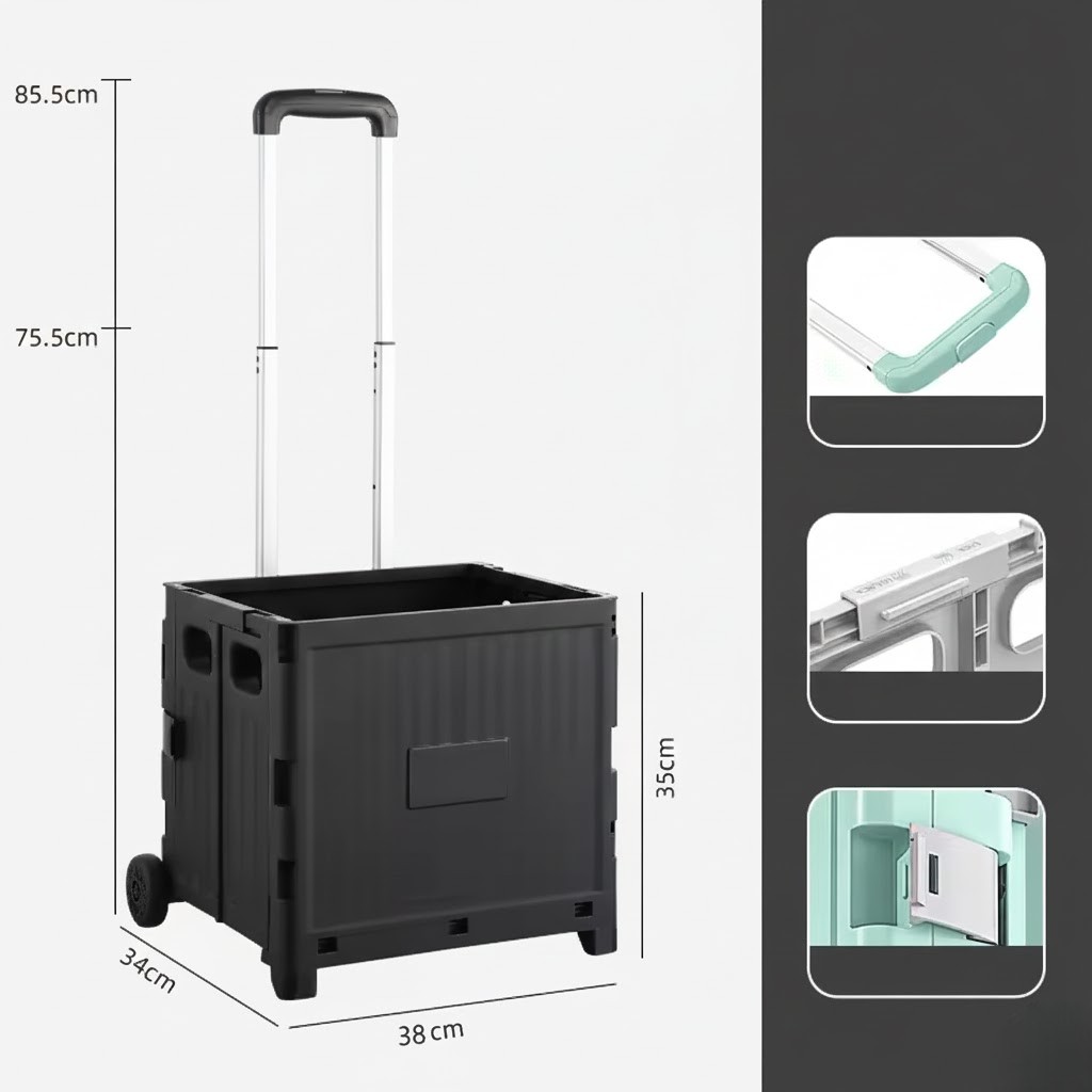 FURNIBOX Troli Belanja Lipat 2 Roda Folding Storage Box 34x35x38cm - FR-06 Gambar produk FURNIBOX Troli Belanja Lipat 2 Roda Folding Storage Box 34x35x38cm - FR-06