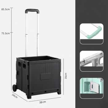 Gambar produk FURNIBOX Troli Belanja Lipat 2 Roda Folding Storage Box 34x35x38cm - FR-06