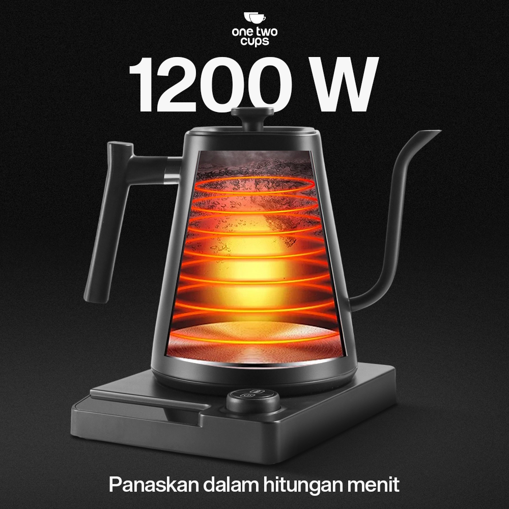 Gambar produk One Two Cups Teko Listrik Kopi Pemanas Air Leher Angsa 1200W 1L - KT10 PRO