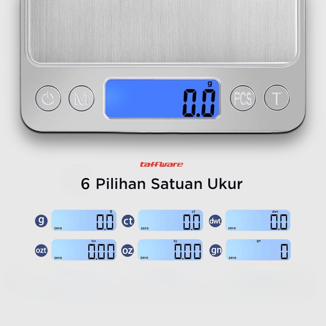 Gambar produk Taffware Digipounds Timbangan Dapur Mini Digital Scale 1kg 0.1g - i2000