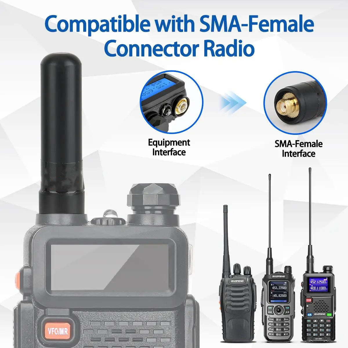 ABBREE Antena Walkie Talkie Dual Band Universal Baofeng UV-5RH 10W 8cm - AR-806 Gambar produk ABBREE Antena Walkie Talkie Dual Band Universal Baofeng UV-5RH 10W 8cm - AR-806