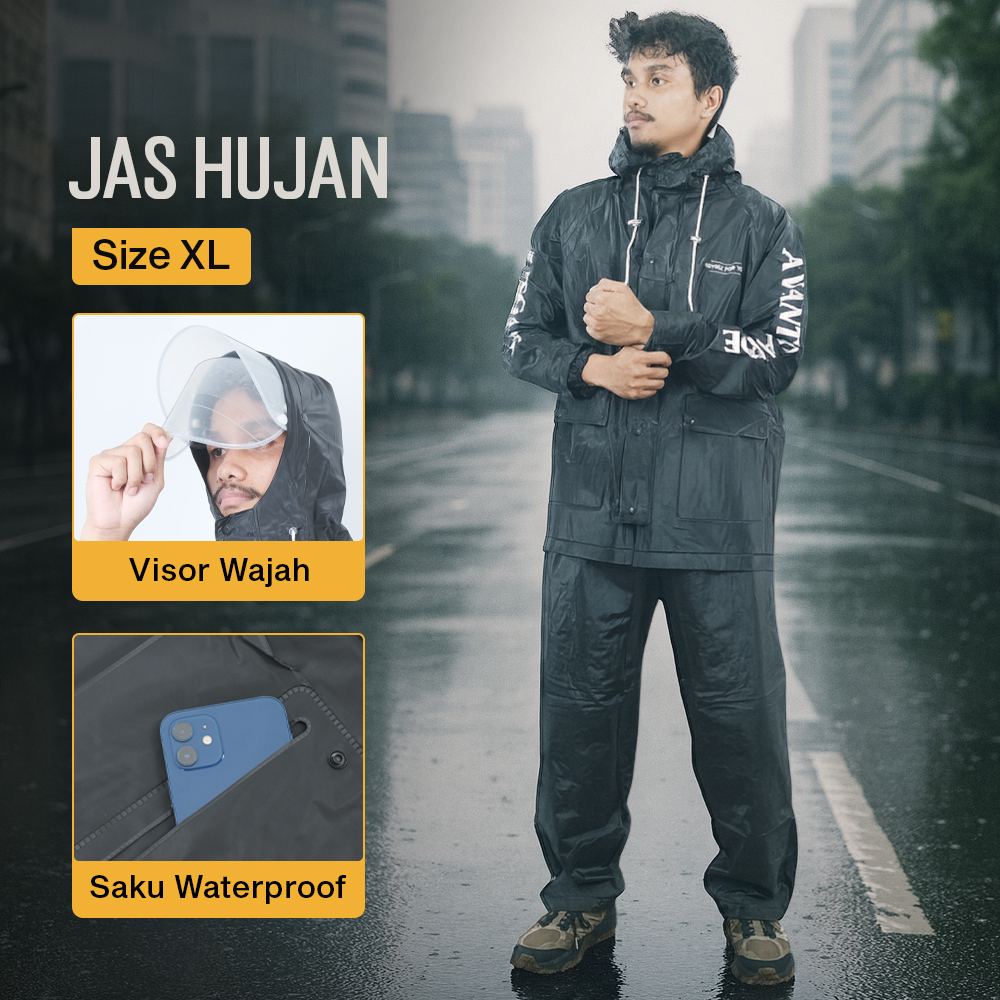 KEYRU Jas Hujan Setelan Motor Dewasa Visor PVC Waterproof Raincoat XL - TN-74 Gambar produk KEYRU Jas Hujan Setelan Motor Dewasa Visor PVC Waterproof Raincoat XL - TN-74