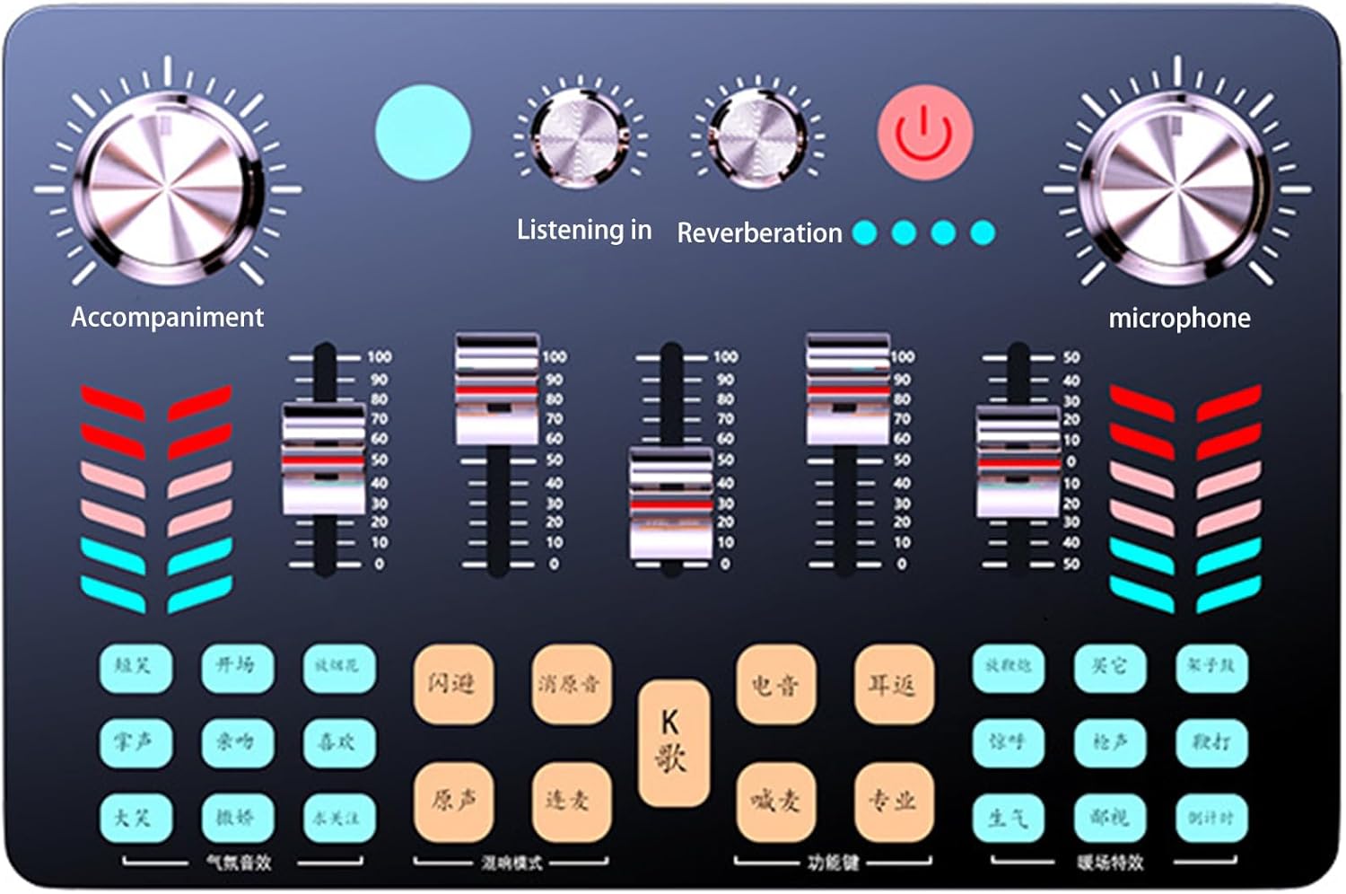 LIEYUAN Sound Card Mixer External Bluetooth Live Broadcast 1200mAh - V-19 Gambar produk LIEYUAN Sound Card Mixer External Bluetooth Live Broadcast 1200mAh - V-19