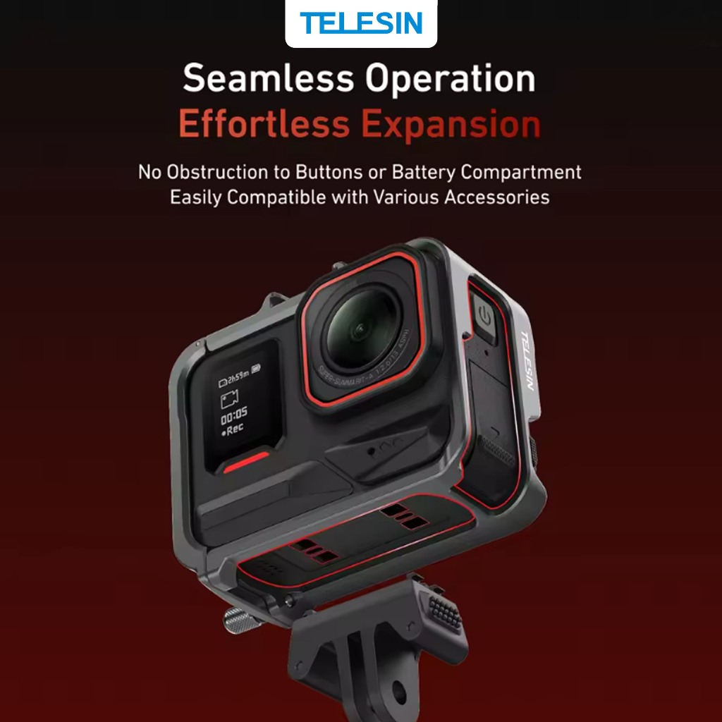 Gambar produk TELESIN Case Metal Cage Kamera Aksi for Insta360 Ace Pro/Ace Pro 2 - S6-FMS-32-TIS