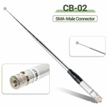 Gambar produk ABBREE Antena Walkie Talkie Telescopic 50 Ohm 27MHz 20W 1.3M SMA Male - CB-02