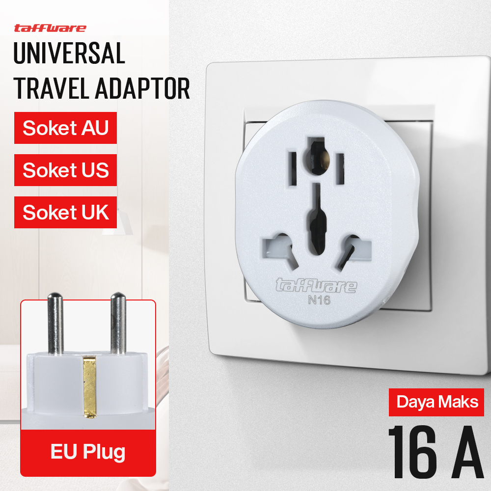 Taffware Loop Universal Travel Adaptor Colokan Charger Adapter 16A - N16 Gambar produk Taffware Loop Universal Travel Adaptor Colokan Charger Adapter 16A - N16