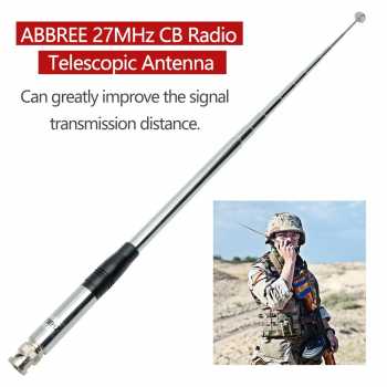Gambar produk ABBREE Antena Walkie Talkie Telescopic 50 Ohm 27MHz 20W 1.3M SMA Male - CB-02