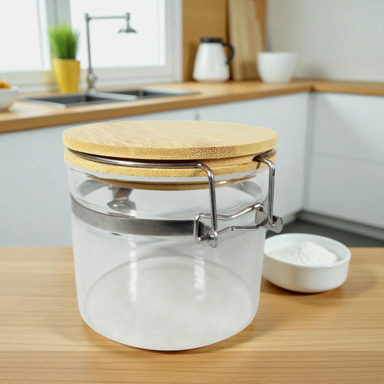 BARELLI Toples Kaca Penyimpanan Makanan Kedap Udara Buckle Storage Jar 450ml - BR100 Gambar produk BARELLI Toples Kaca Penyimpanan Makanan Kedap Udara Buckle Storage Jar 450ml - BR100