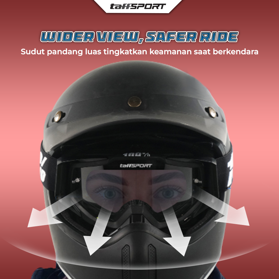 TaffSPORT Kacamata Helm Motor Goggles UV400 Protection Windproof Clear - UV400 Gambar produk TaffSPORT Kacamata Helm Motor Goggles UV400 Protection Windproof Clear - UV400