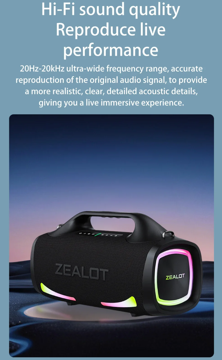 ZEALOT Speaker Bluetooth Portable Subwoofer Dual Pairing 24000mAh - S79 Gambar produk ZEALOT Speaker Bluetooth Portable Subwoofer Dual Pairing 24000mAh - S79