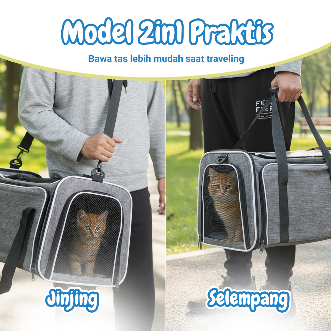 MEISU Tas Kandang Anjing Kucing Expandable Pet Carrier Bag 47x30x31cm - MS45 Gambar produk MEISU Tas Kandang Anjing Kucing Expandable Pet Carrier Bag 47x30x31cm - MS45