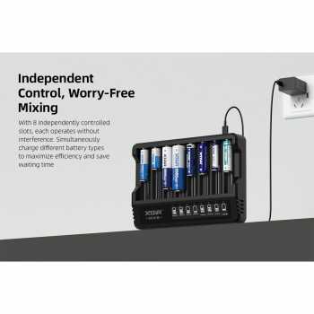 Gambar produk XTAR Charger Baterai 8 Slot AA AAA 1.5V Li-Ion 1.2V Ni-MH LCD Type C - MX8