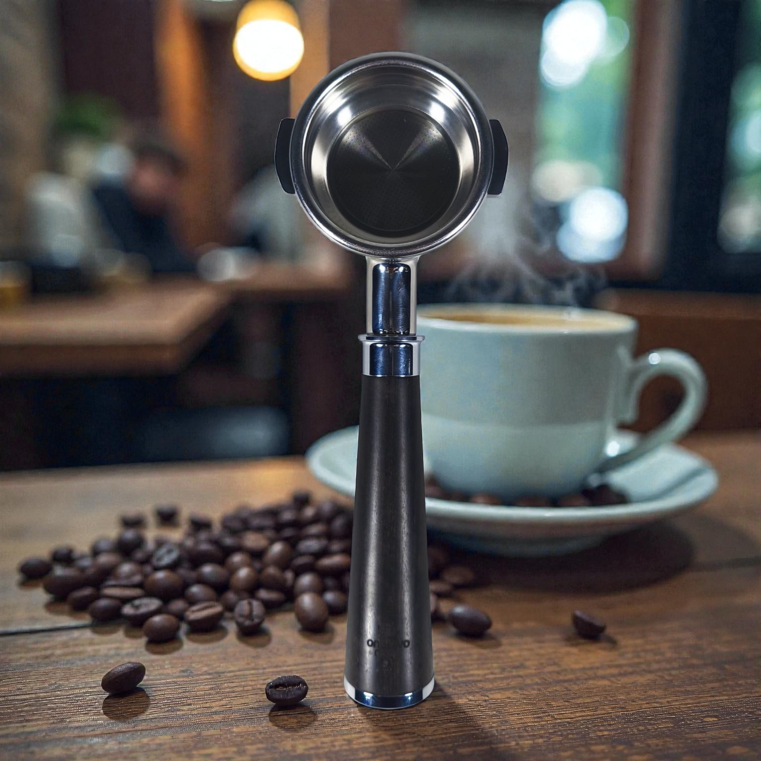 One Two Cups Non Pressurized Portafilter E61 Stainless Steel 58mm Kayu - CHA304 Gambar produk One Two Cups Non Pressurized Portafilter E61 Stainless Steel 58mm Kayu - CHA304