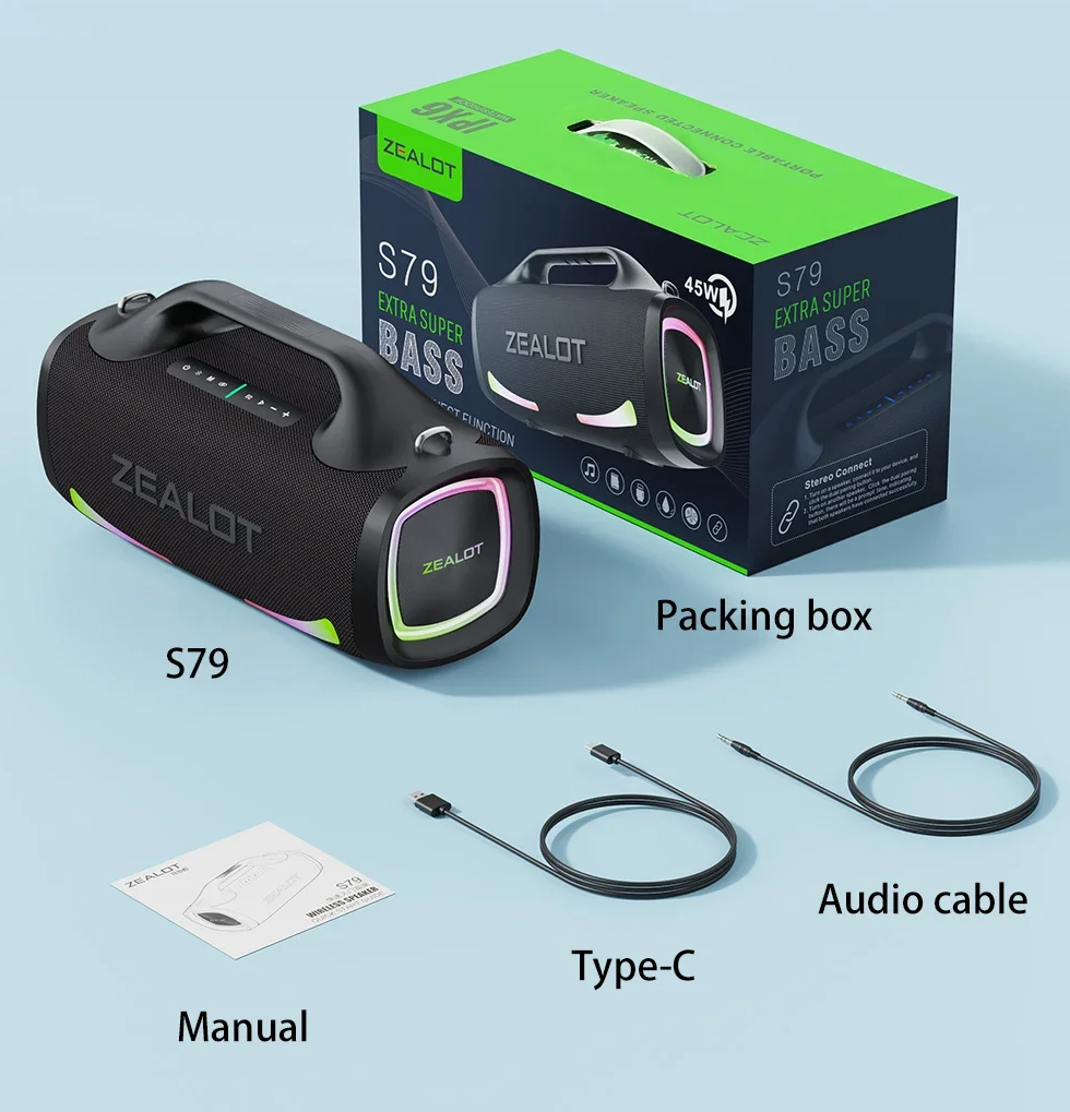 ZEALOT Speaker Bluetooth Portable Subwoofer Dual Pairing 24000mAh - S79 Gambar produk ZEALOT Speaker Bluetooth Portable Subwoofer Dual Pairing 24000mAh - S79