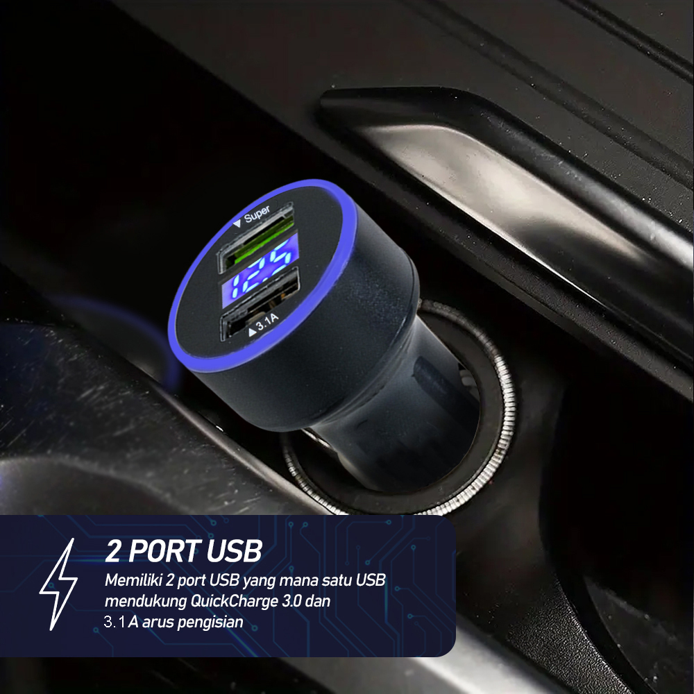 Gambar produk Leeioo Car Charger Mobil Fast Charging QC 3.0 LED Dual USB Port 3.1A - LE001