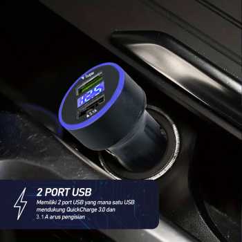 Gambar produk Leeioo Car Charger Mobil Fast Charging QC 3.0 LED Dual USB Port 3.1A - LE001