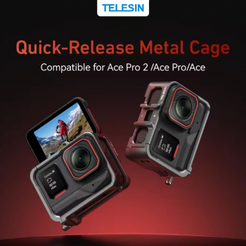 TELESIN Case Metal Cage Kamera Aksi for Insta360 Ace Pro/Ace Pro 2 - S6-FMS-32-TIS