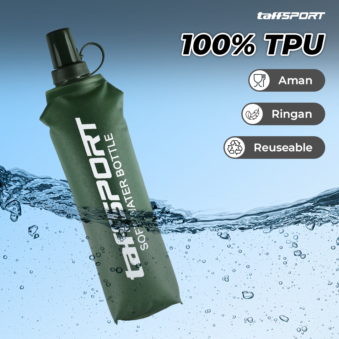 TaffSPORT Botol Minum Lipat Soft Flask Running Water Bottle 500ml - TF-50 Gambar produk TaffSPORT Botol Minum Lipat Soft Flask Running Water Bottle 500ml - TF-50